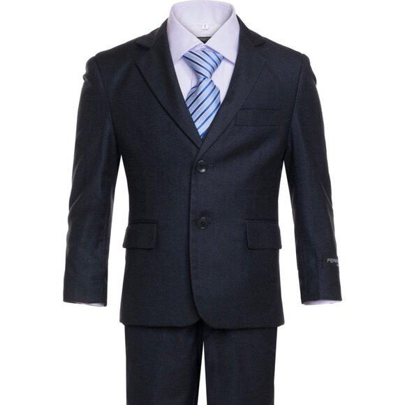 Boys Modern Fit 2 Button Vested Suit in Charcoal Grey - Picture 1 of 2